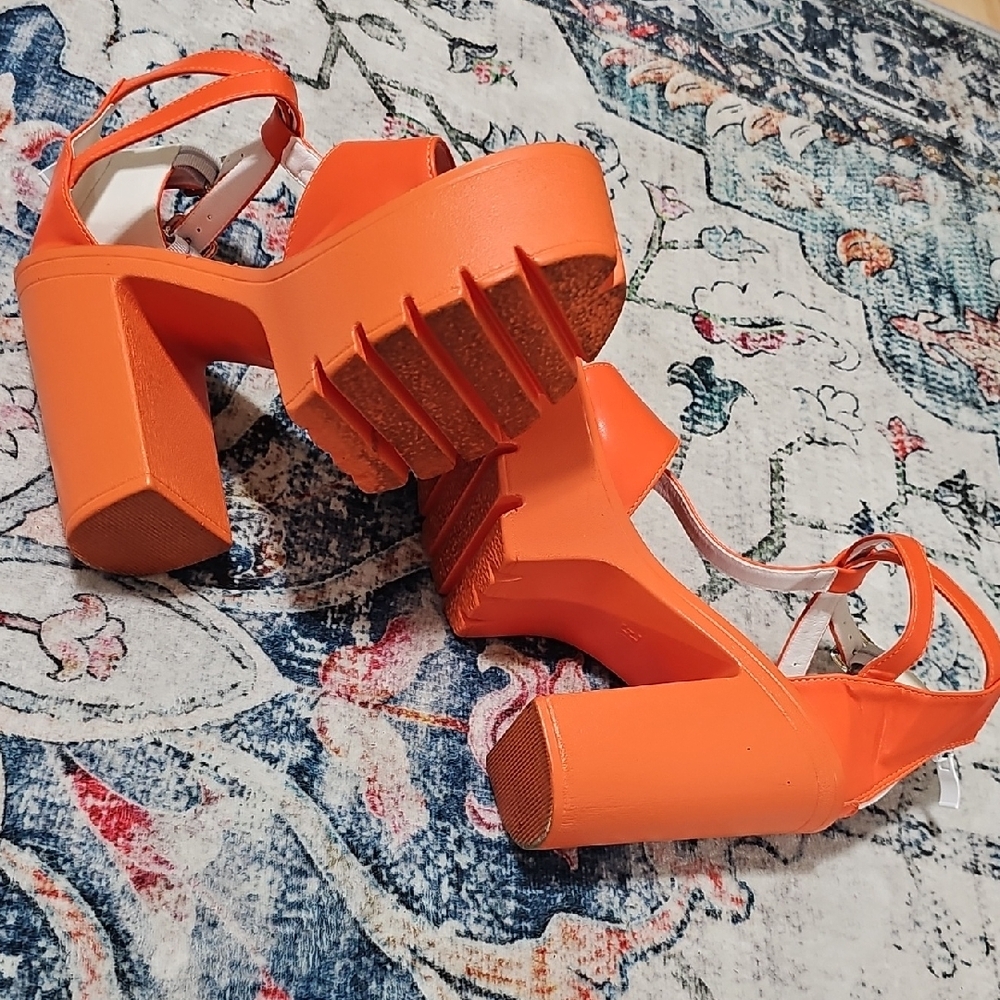 Vibrant Orange Platform Heels - image 3